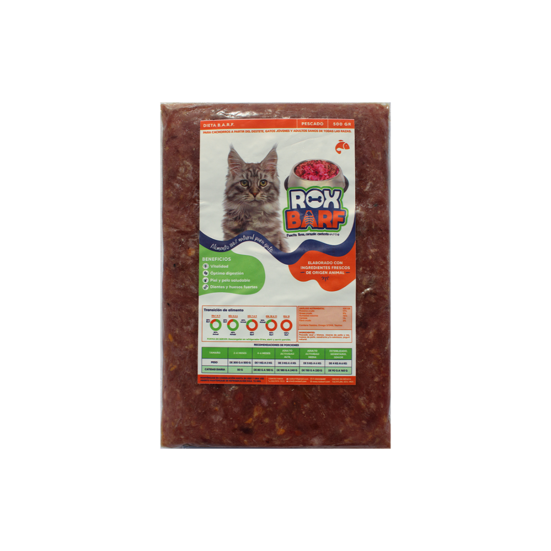 Alimento natural para gato ROXBARF .500gm sabor pescado