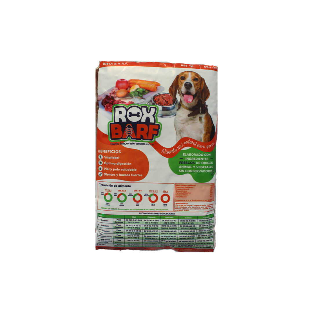 Alimento natural para perros ROXBARF .500gm