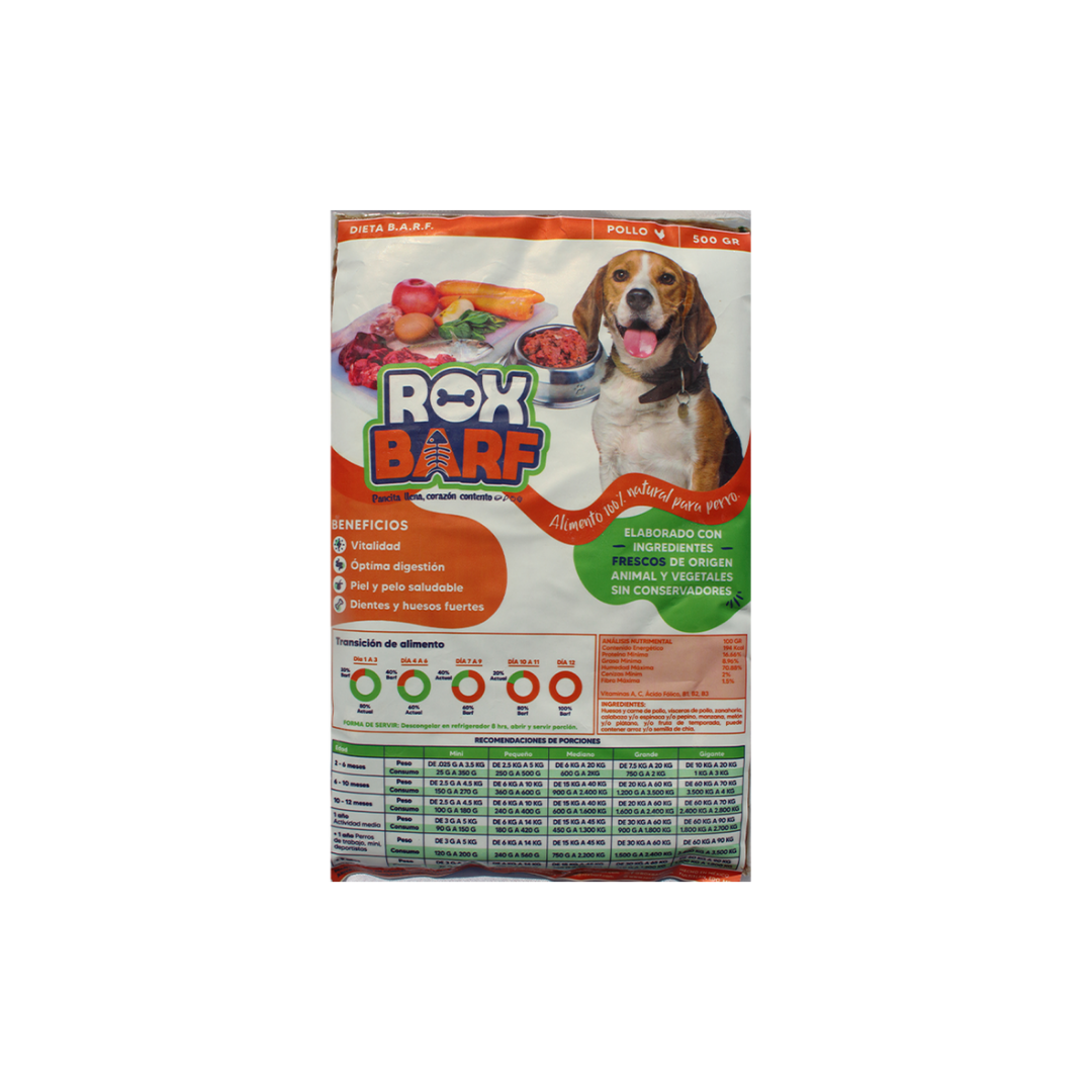 Alimento natural para perros ROXBARF .500gm