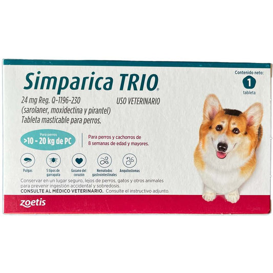 Antiparasitario para perros Simpárica Trío Blue