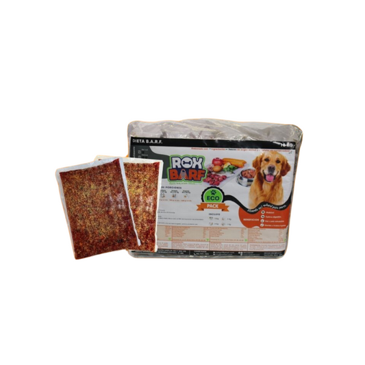 Alimento natural para perros ROXBARF - ECOPACK (10 kilos de carne, 3 de pollo, 3 cerdo, 3 de res y 1 de pescado)