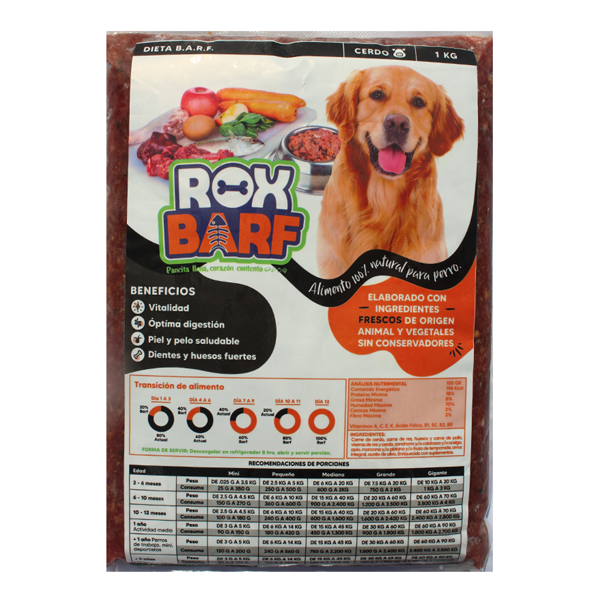 Alimento natural para perros ROXBARF 1kg