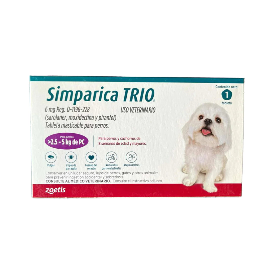 Antiparasitario para perros Simpárica Trío Purple