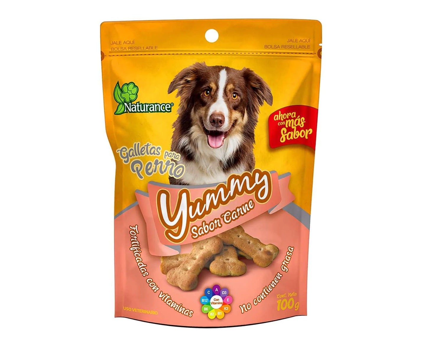 Premios Yummy sabor carne, para perro 100 gramos